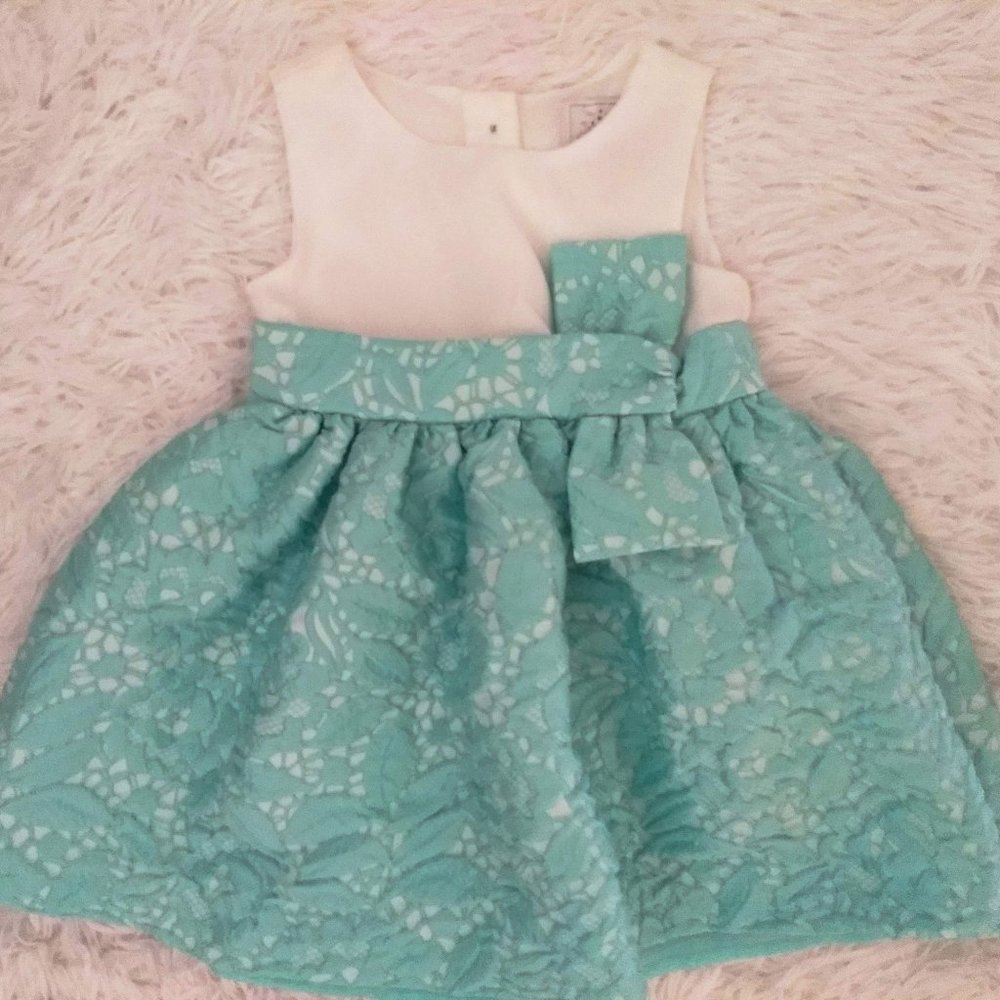Gymboree Family Brunch white turquoise dress 12-18
